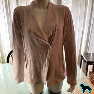 Philosophy Light Pink Lightweight Jacket Size Large L Soft Asymmetric Zipper